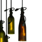 Meyda Lighting Personalized 36" 11-Light Black Thirsty Owl Cascading Pendant Light With Amber and Green Wine Bottle Shade Glass
