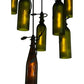 Meyda Lighting Personalized 36" 11-Light Black Thirsty Owl Cascading Pendant Light With Amber and Green Wine Bottle Shade Glass