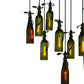Meyda Lighting Personalized 36" 11-Light Black Thirsty Owl Cascading Pendant Light With Amber and Green Wine Bottle Shade Glass