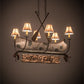 Meyda Lighting Personalized 36" 6-Light Tarnished Copper Chandelier With Brown Faux Leather Shade