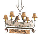 Meyda Lighting Personalized 36" 6-Light Tarnished Copper Chandelier With Brown Faux Leather Shade