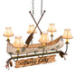 Meyda Lighting Personalized 36" 6-Light Tarnished Copper Chandelier With Brown Faux Leather Shade