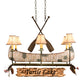 Meyda Lighting Personalized 36" 6-Light Tarnished Copper Chandelier With Brown Faux Leather Shade