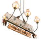 Meyda Lighting Personalized 36" 6-Light Tarnished Copper Chandelier With Brown Faux Leather Shade