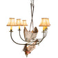 Meyda Lighting Personalized 36" 6-Light Tarnished Copper Chandelier With Brown Faux Leather Shade