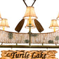 Meyda Lighting Personalized 36" 6-Light Tarnished Copper Chandelier With Brown Faux Leather Shade