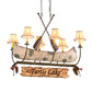 Meyda Lighting Personalized 36" 6-Light Tarnished Copper Chandelier With Brown Faux Leather Shade