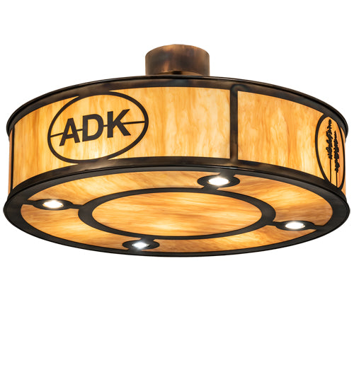Meyda Lighting Personalized 37" 12-Light Light Burnished Antique Copper Adirondack Bank Pendant Light With Ambra Sienna Idalight Shade