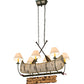 Meyda Lighting Personalized 37" 6-Light Natural Wood & Tarnished Copper Canoe Chandelier With Aged Celadon Beige Textrene Shade