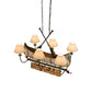 Meyda Lighting Personalized 37" 6-Light Natural Wood & Tarnished Copper Canoe Chandelier With Aged Celadon Beige Textrene Shade
