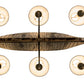 Meyda Lighting Personalized 37" 6-Light Natural Wood & Tarnished Copper Canoe Chandelier With Aged Celadon Beige Textrene Shade