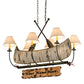 Meyda Lighting Personalized 37" 6-Light Natural Wood & Tarnished Copper Canoe Chandelier With Aged Celadon Beige Textrene Shade