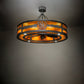 Meyda Lighting Personalized 44" 16-Light Natural Iron RBQ Chandelier With Amber Mica Shade Glass and Fan