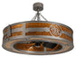 Meyda Lighting Personalized 44" 16-Light Natural Iron RBQ Chandelier With Amber Mica Shade Glass and Fan