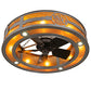 Meyda Lighting Personalized 44" 16-Light Natural Iron RBQ Chandelier With Amber Mica Shade Glass and Fan