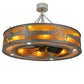 Meyda Lighting Personalized 44" 16-Light Natural Iron RBQ Chandelier With Amber Mica Shade Glass and Fan