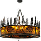 Meyda Lighting Personalized 44" 20-Light Burnished Antique Copper Black Dog Lodge Chandelier With Amber Mica Shade and Fan
