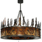 Meyda Lighting Personalized 44" 20-Light Burnished Antique Copper Black Dog Lodge Chandelier With Amber Mica Shade and Fan