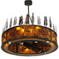 Meyda Lighting Personalized 44" 20-Light Burnished Antique Copper Black Dog Lodge Chandelier With Amber Mica Shade and Fan