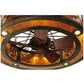 Meyda Lighting Personalized 44" 20-Light Burnished Antique Copper Black Dog Lodge Chandelier With Amber Mica Shade and Fan
