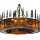 Meyda Lighting Personalized 44" 20-Light Burnished Antique Copper Black Dog Lodge Chandelier With Amber Mica Shade and Fan