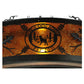 Meyda Lighting Personalized 44" 8-Light Textured Black Black Dog Lodge Chandelier With Amber Mica Shade Glass and Fan