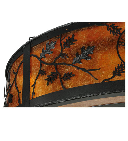 Meyda Lighting Personalized 44" 8-Light Textured Black Black Dog Lodge Chandelier With Amber Mica Shade Glass and Fan