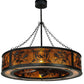 Meyda Lighting Personalized 44" 8-Light Textured Black Black Dog Lodge Chandelier With Amber Mica Shade Glass and Fan