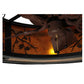 Meyda Lighting Personalized 44" 8-Light Textured Black Black Dog Lodge Chandelier With Amber Mica Shade Glass and Fan