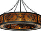 Meyda Lighting Personalized 44" 8-Light Textured Black Black Dog Lodge Chandelier With Amber Mica Shade Glass and Fan