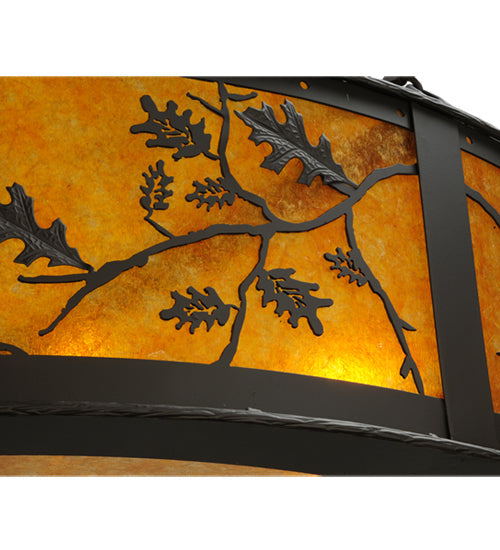 Meyda Lighting Personalized 44" 9-Light Oil Rubbed Bronze Black Dog Lodge Inverted Pendant Light With Amber Mica Shade Glass