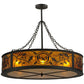 Meyda Lighting Personalized 44" 9-Light Oil Rubbed Bronze Black Dog Lodge Inverted Pendant Light With Amber Mica Shade Glass