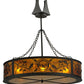 Meyda Lighting Personalized 44" 9-Light Oil Rubbed Bronze Black Dog Lodge Inverted Pendant Light With Amber Mica Shade Glass
