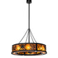 Meyda Lighting Personalized 45" 12-Light Textured Black Diversion Lake Chandelier With Amber Mica Shade Glass and Fan