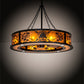 Meyda Lighting Personalized 45" 12-Light Textured Black Diversion Lake Chandelier With Amber Mica Shade Glass and Fan