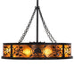 Meyda Lighting Personalized 45" 12-Light Textured Black Diversion Lake Chandelier With Amber Mica Shade Glass and Fan