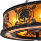 Meyda Lighting Personalized 45" 12-Light Textured Black Diversion Lake Chandelier With Amber Mica Shade Glass and Fan