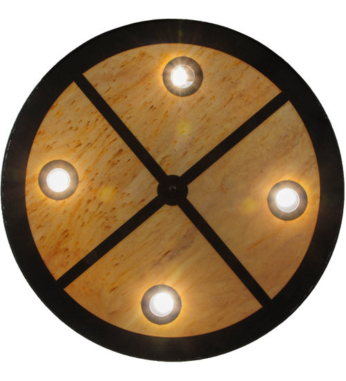 Meyda Lighting Personalized 45" 13-Light Oil Rubbed Bronze Black Dog Lodge Inverted Pendant Light With Amber Mica Shade Glass
