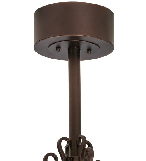 Meyda Lighting Personalized 45" 24-Light Mahogany Bronze Okemo Sky Lounge Chandelier With Beige Sahara Taupe Idalight Shade Glass and Fan