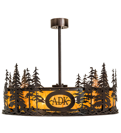 Meyda Lighting Personalized 45" 8-Light Copper Vein Tall Pines Chandelier With New Mica Acrylic Shade and Fan