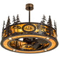 Meyda Lighting Personalized 45" 8-Light Copper Vein Tall Pines Chandelier With New Mica Acrylic Shade and Fan