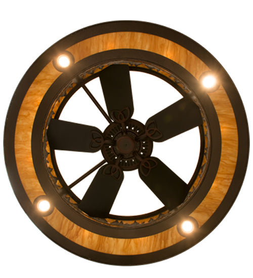 Meyda Lighting Personalized 45" 8-Light Copper Vein Tall Pines Chandelier With New Mica Acrylic Shade and Fan