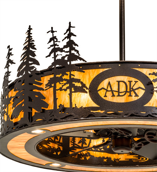 Meyda Lighting Personalized 45" 8-Light Copper Vein Tall Pines Chandelier With New Mica Acrylic Shade and Fan