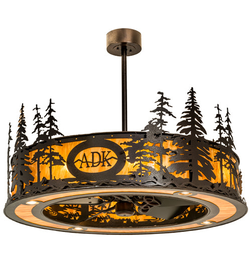 Meyda Lighting Personalized 45" 8-Light Copper Vein Tall Pines Chandelier With New Mica Acrylic Shade and Fan
