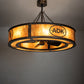 Meyda Lighting Personalized 45" 8-Light Light Burnished Antique Copper Adirondack Bank Chandelier With Ambra Siena Shade and Fan