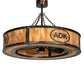 Meyda Lighting Personalized 45" 8-Light Light Burnished Antique Copper Adirondack Bank Chandelier With Ambra Siena Shade and Fan