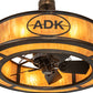 Meyda Lighting Personalized 45" 8-Light Light Burnished Antique Copper Adirondack Bank Chandelier With Ambra Siena Shade and Fan