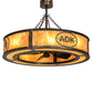 Meyda Lighting Personalized 45" 8-Light Light Burnished Antique Copper Adirondack Bank Chandelier With Ambra Siena Shade and Fan