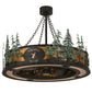 Meyda Lighting Personalized 45" 8-Light Textured Black & Green Trees Chandelier With New Amber Mica Acrylic Shade and Fan