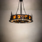 Meyda Lighting Personalized 48" 16-Light Textured Black Chasing Bear Lodge Chandelier With Amber Mica Shade Glass and Fan
